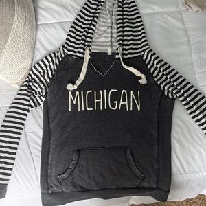 Striped Michigan Black and White Hoodie